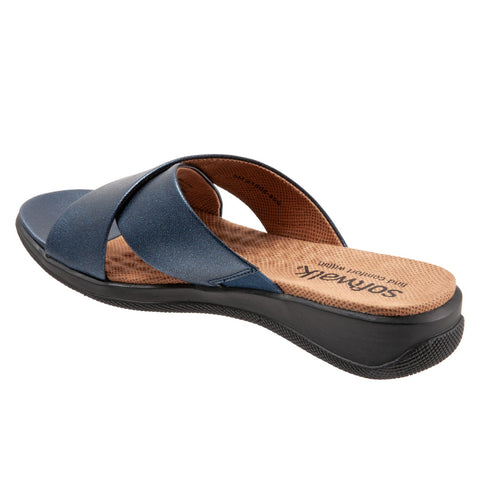 Softwalk Tillman S1502-400 Womens Blue Narrow Leather Slides Sandals Shoes