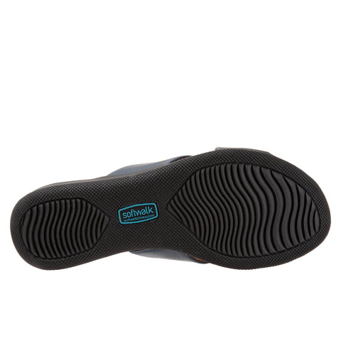 Softwalk Tillman S1502-400 Womens Blue Narrow Leather Slides Sandals Shoes
