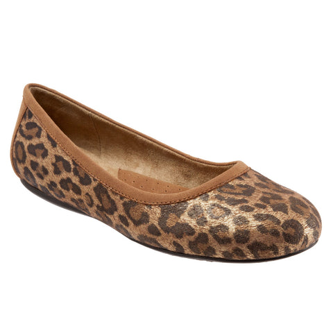 Softwalk Napa S1513-948 Womens Brown Wide Leather Slip On Ballet Flats Shoes
