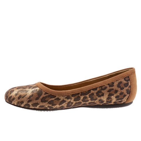 Softwalk Napa S1513-948 Womens Brown Wide Leather Slip On Ballet Flats Shoes