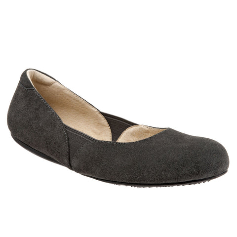 Softwalk Norwich S1564-059 Womens Gray Leather Slip On Ballet Flats Shoes