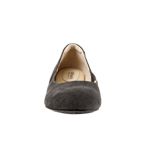 Softwalk Norwich S1564-059 Womens Gray Leather Slip On Ballet Flats Shoes