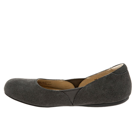 Softwalk Norwich S1564-059 Womens Gray Leather Slip On Ballet Flats Shoes