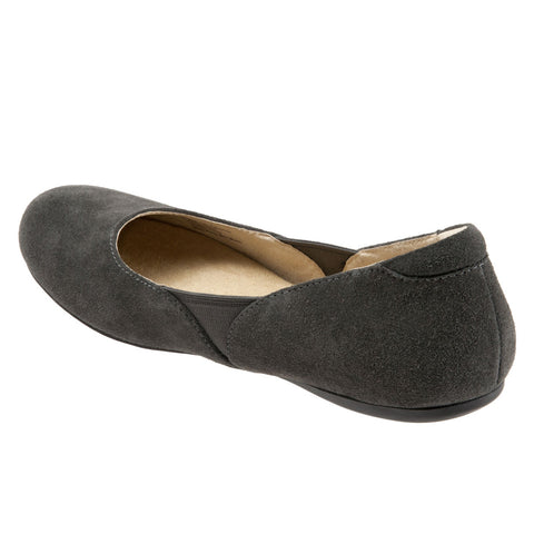 Softwalk Norwich S1564-059 Womens Gray Leather Slip On Ballet Flats Shoes