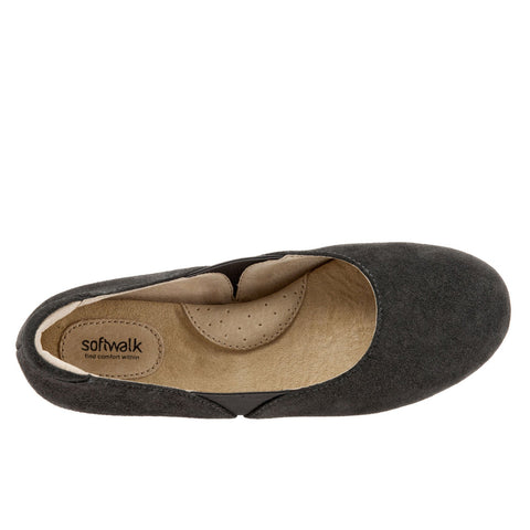 Softwalk Norwich S1564-059 Womens Gray Leather Slip On Ballet Flats Shoes