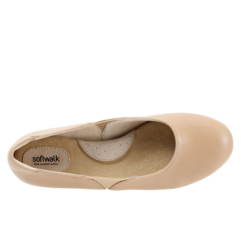 Softwalk Norwich S1564-146 Womens Brown Leather Slip On Ballet Flats Shoes