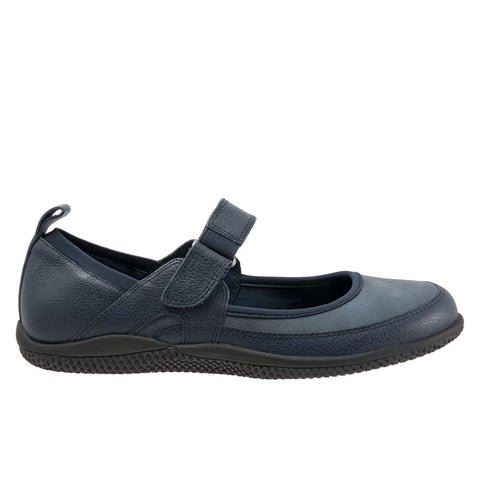 Softwalk Haddley S1606-400 Womens Blue Leather Mary Jane Flats Shoes