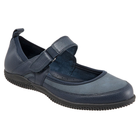 Softwalk Haddley S1606-400 Womens Blue Leather Mary Jane Flats Shoes