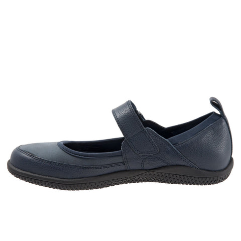 Softwalk Haddley S1606-400 Womens Blue Leather Mary Jane Flats Shoes