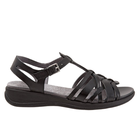 Softwalk Taft S1711-001 Womens Black Leather Strap Sandals Shoes