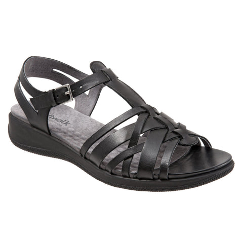 Softwalk Taft S1711-001 Womens Black Leather Strap Sandals Shoes