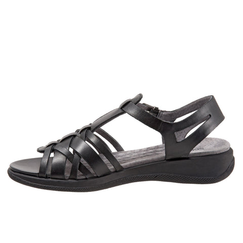 Softwalk Taft S1711-001 Womens Black Leather Strap Sandals Shoes