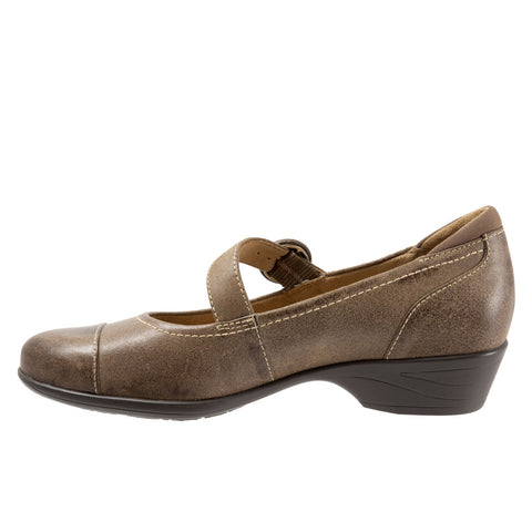 Softwalk Chatsworth S1755-312 Womens Brown Narrow Mary Jane Flats Shoes