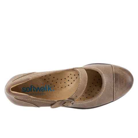Softwalk Chatsworth S1755-312 Womens Brown Narrow Mary Jane Flats Shoes