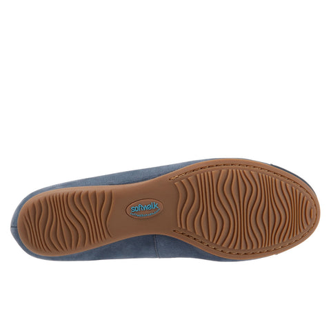 Softwalk Napa MJ S1760-421 Womens Blue Wide Leather Mary Jane Flats Shoes