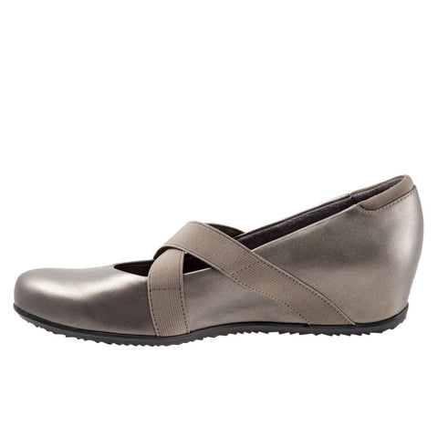 Softwalk Waverly S1762-033 Womens Gray Leather Mary Jane Flats Shoes