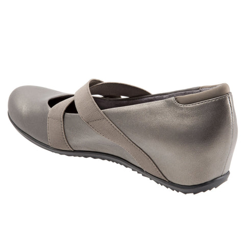 Softwalk Waverly S1762-033 Womens Gray Leather Mary Jane Flats Shoes