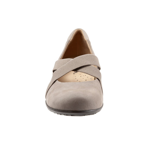 Softwalk Waverly S1762-117 Womens Gray Narrow Leather Mary Jane Flats Shoes