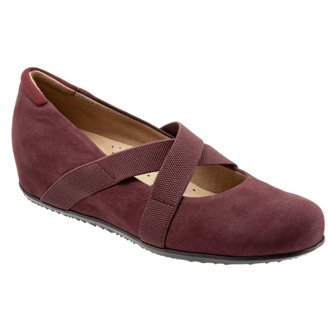 Softwalk Waverly S1762-606 Womens Burgundy Narrow Mary Jane Flats Shoes