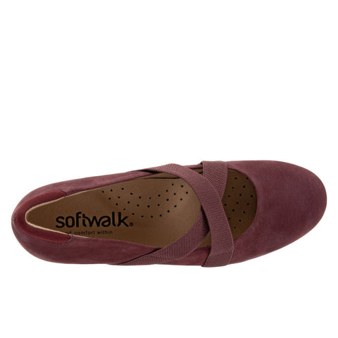 Softwalk Waverly S1762-606 Womens Burgundy Narrow Mary Jane Flats Shoes