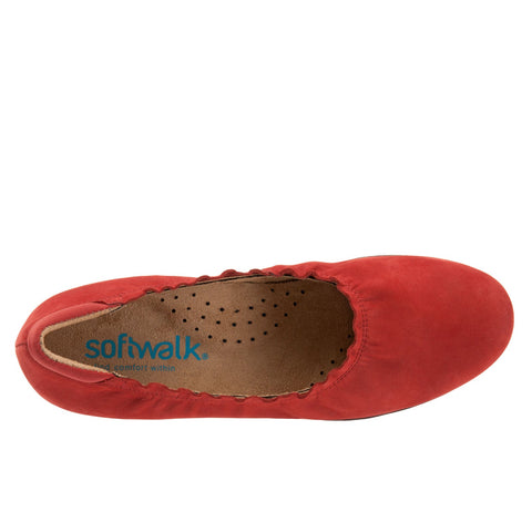 Softwalk Wish S1763-604 Womens Red Leather Slip On Loafer Flats Shoes