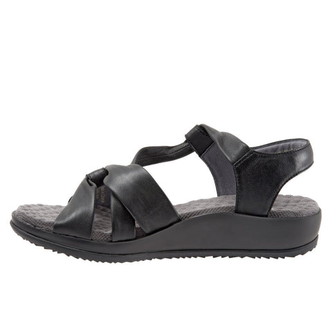 Softwalk Del Ray S1804-001 Womens Black Leather Strap Strap Sandals Shoes