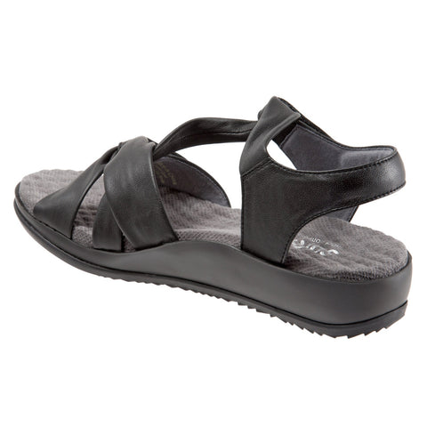 Softwalk Del Ray S1804-001 Womens Black Leather Strap Strap Sandals Shoes