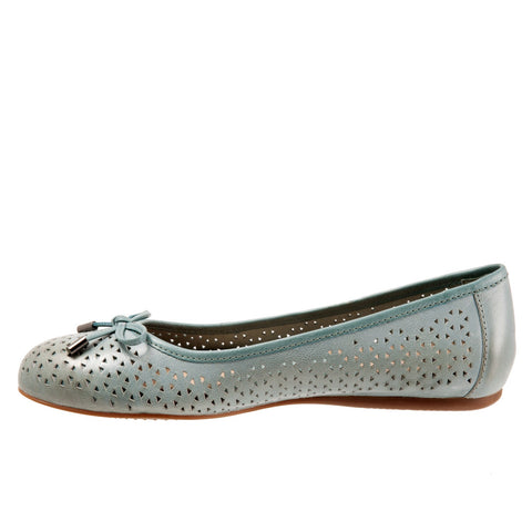 Softwalk Napa Laser S1806-373 Womens Blue Leather Ballet Flats Shoes