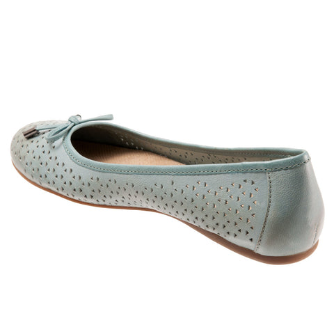 Softwalk Napa Laser S1806-373 Womens Blue Leather Ballet Flats Shoes