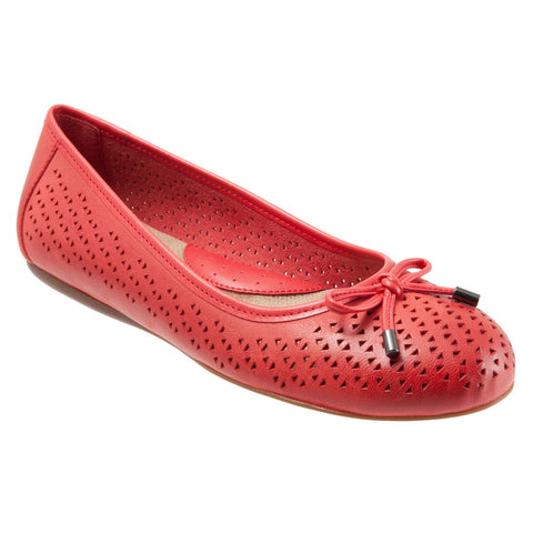Softwalk Napa Laser S1806-600 Womens Red Extra Wide Ballet Flats Shoes