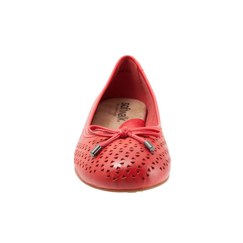 Softwalk Napa Laser S1806-600 Womens Red Wide Leather Ballet Flats Shoes