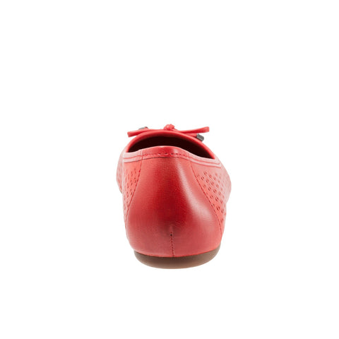 Softwalk Napa Laser S1806-600 Womens Red Wide Leather Ballet Flats Shoes