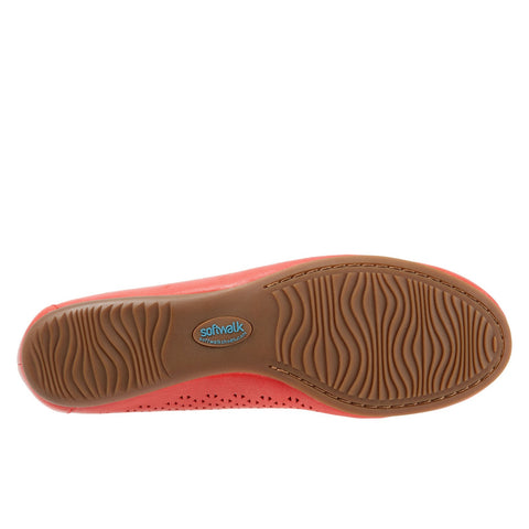 Softwalk Napa Laser S1806-600 Womens Red Leather Slip On Ballet Flats Shoes