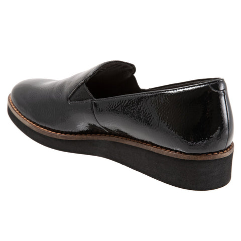 Softwalk Whistle S1810-005 Womens Black Leather Slip On Loafer Flats Shoes