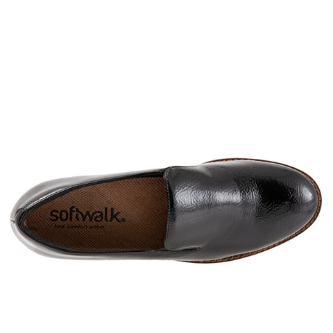 Softwalk Whistle S1810-005 Womens Black Leather Slip On Loafer Flats Shoes