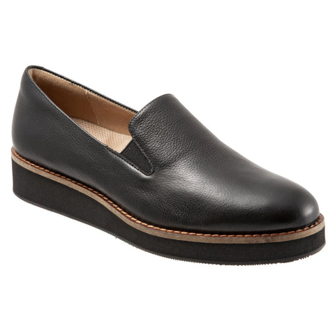 Softwalk Whistle S1810-006 Womens Black Leather Slip On Loafer Flats Shoes