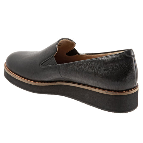 Softwalk Whistle S1810-006 Womens Black Leather Slip On Loafer Flats Shoes