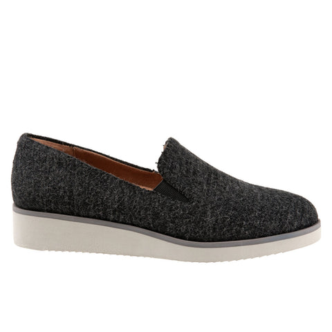 Softwalk Whistle S1810-058 Womens Gray Wide Canvas Loafer Flats Shoes