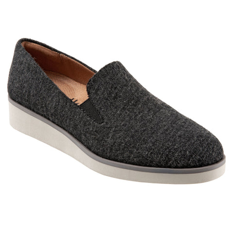 Softwalk Whistle S1810-058 Womens Gray Narrow Canvas Loafer Flats Shoes