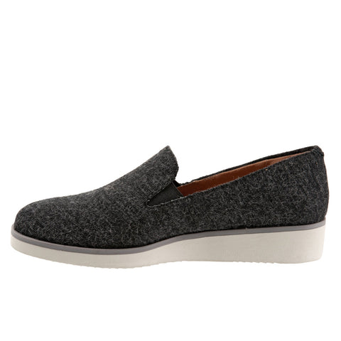 Softwalk Whistle S1810-058 Womens Gray Canvas Slip On Loafer Flats Shoes