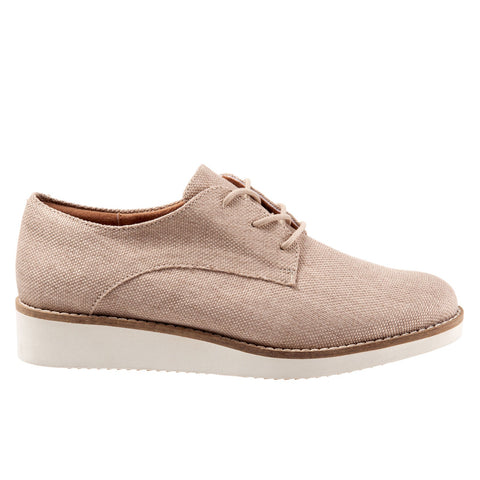 Softwalk Willis S1811-279 Womens Beige Canvas Lace Up Oxford Flats Shoes