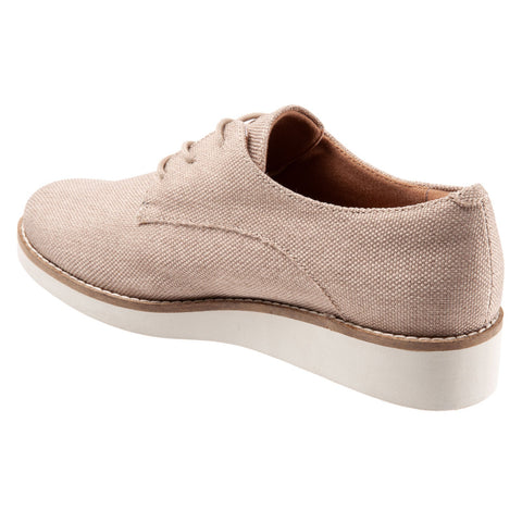 Softwalk Willis S1811-279 Womens Beige Canvas Lace Up Oxford Flats Shoes