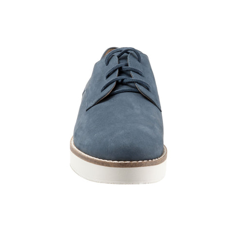 Softwalk Willis S1811-421 Womens Blue Narrow Nubuck Oxford Flats Shoes