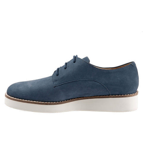 Softwalk Willis S1811-421 Womens Blue Narrow Nubuck Oxford Flats Shoes