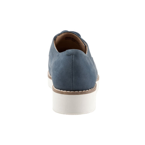 Softwalk Willis S1811-421 Womens Blue Narrow Nubuck Oxford Flats Shoes