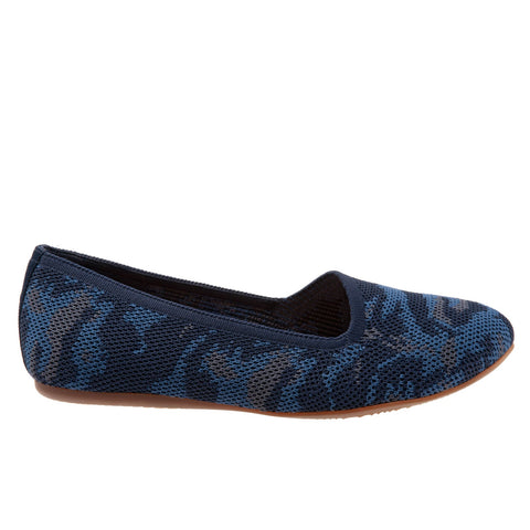Softwalk Sicily S1861-462 Womens Blue Leather Slip On Ballet Flats Shoes