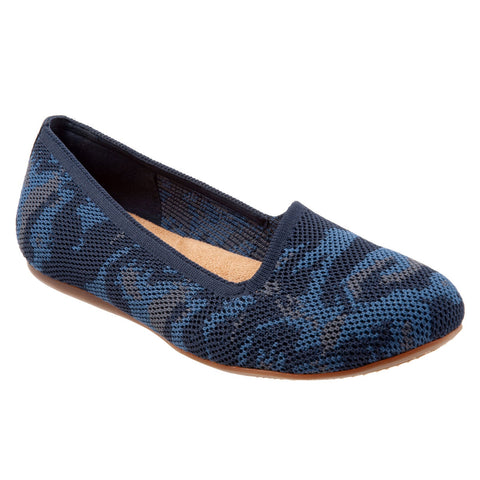 Softwalk Sicily S1861-462 Womens Blue Leather Slip On Ballet Flats Shoes