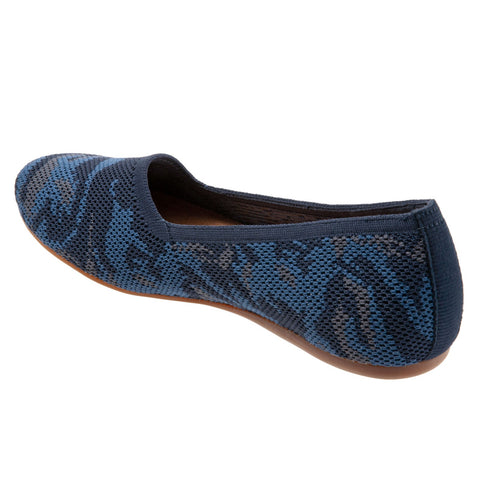 Softwalk Sicily S1861-462 Womens Blue Leather Slip On Ballet Flats Shoes