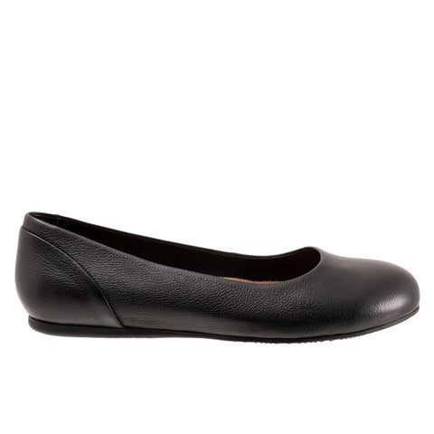 Softwalk Sonoma S1862-013 Womens Black Narrow Leather Ballet Flats Shoes