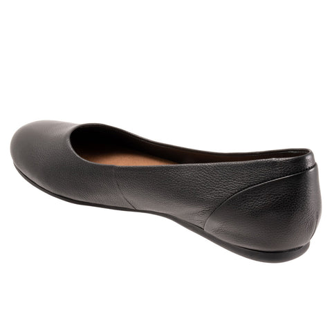 Softwalk Sonoma S1862-013 Womens Black Leather Slip On Ballet Flats Shoes